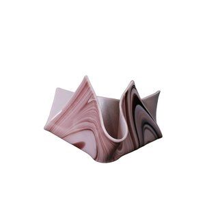 Lavender and White Slag Glass Handkerchief Bowl